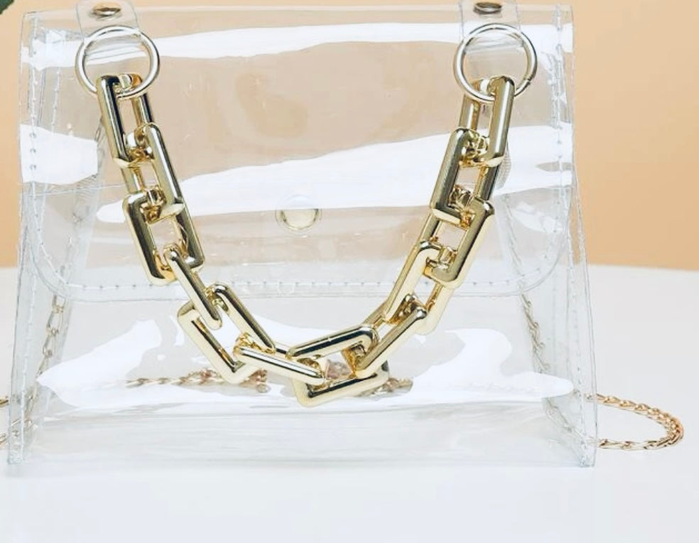 Clear Square Chain Stadium Purse