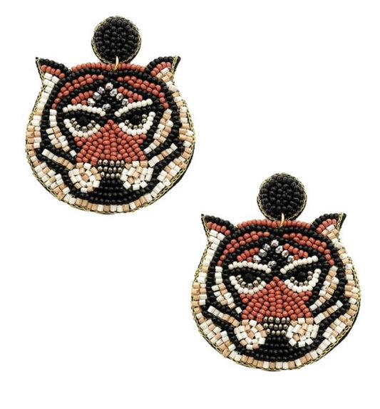 Tiger Beaded Earrings