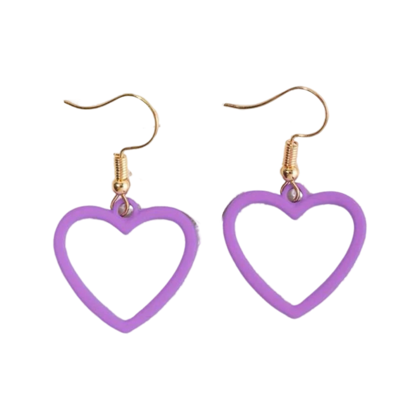 Purple Open Heart Earrings