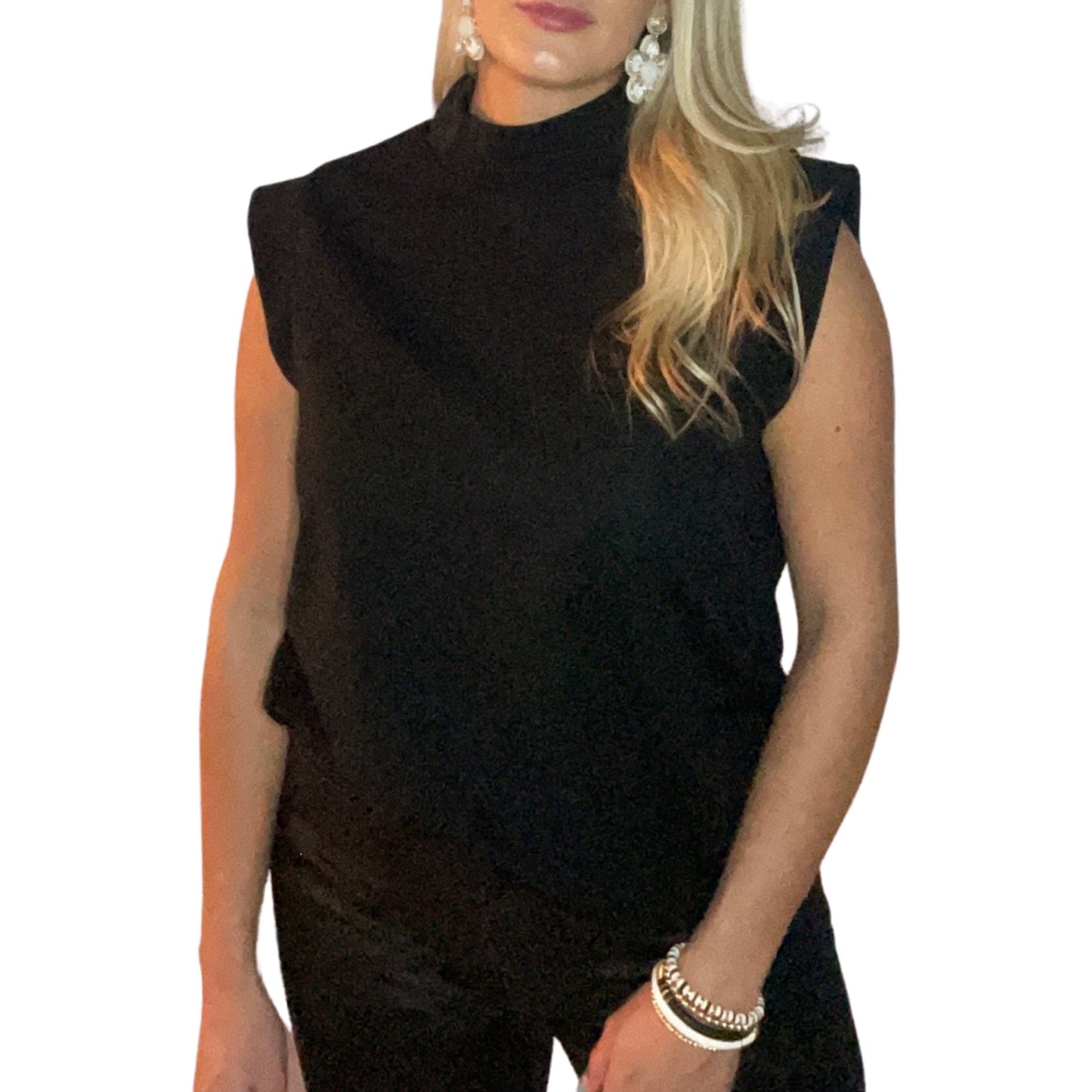 Black Mock Neck Top