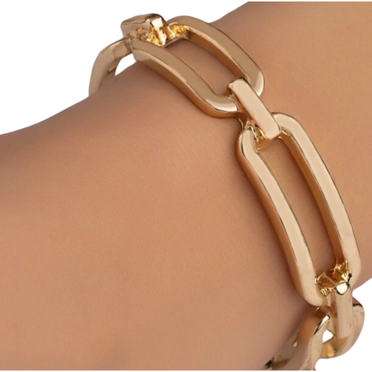 Gold Chain Link Cuff Bracelet