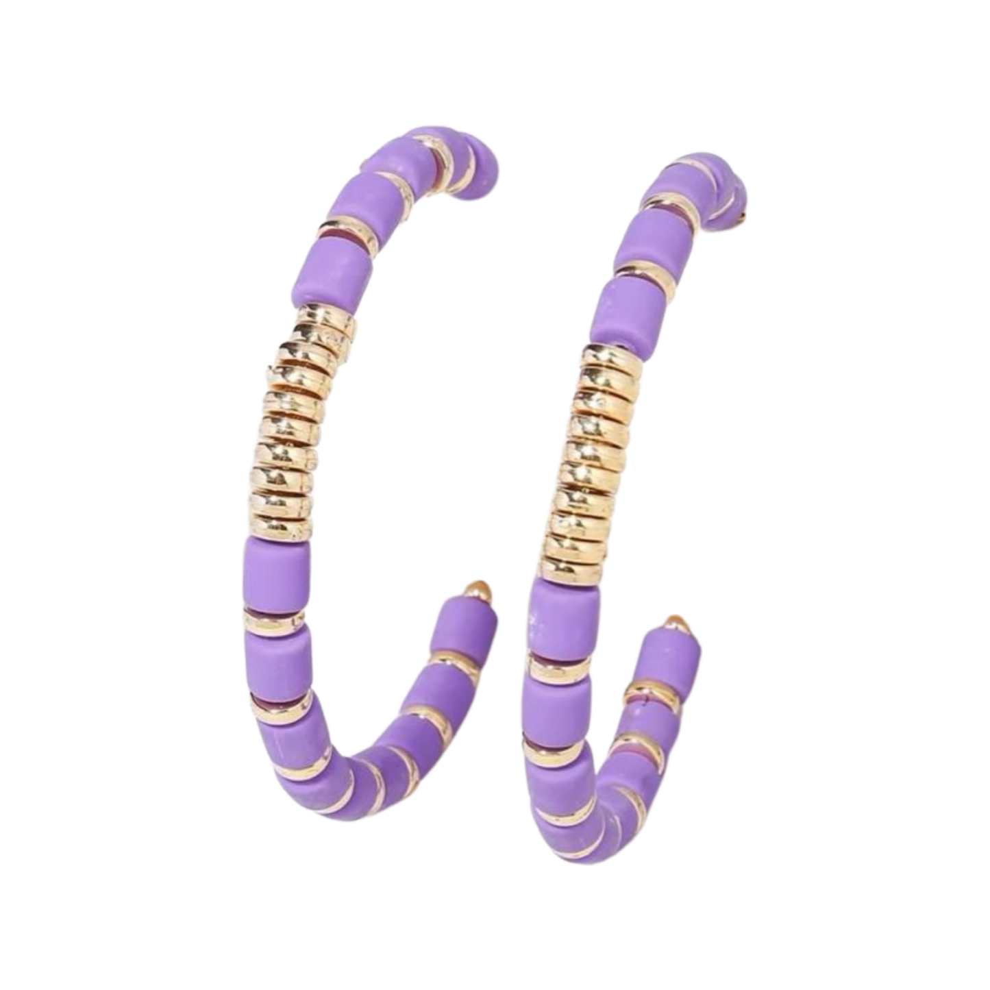 Purple + Gold Beaded Hoop Earrings