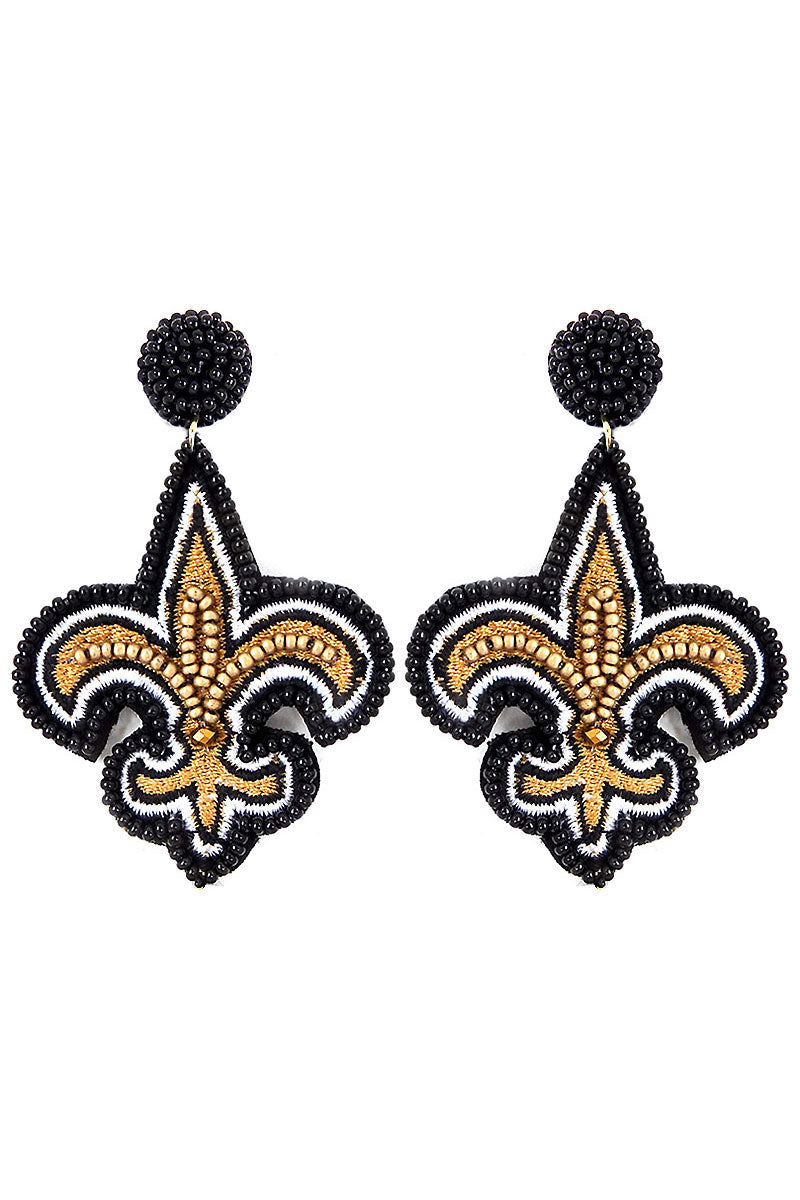 The Saints Are Coming Beaded Earrings