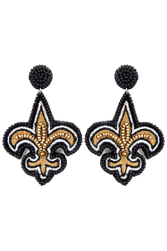 The Saints Are Coming Beaded Earrings