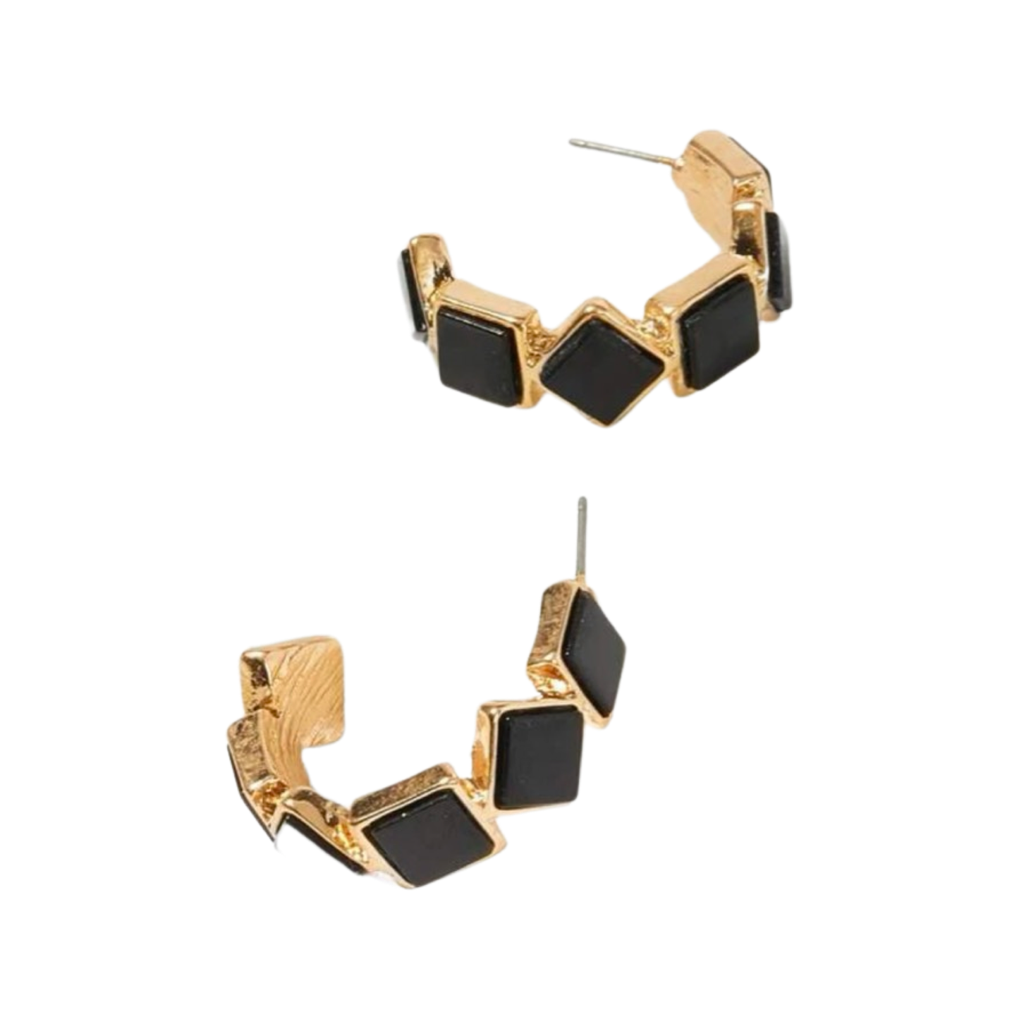 Black and Gold Geometric Hoop Earrings