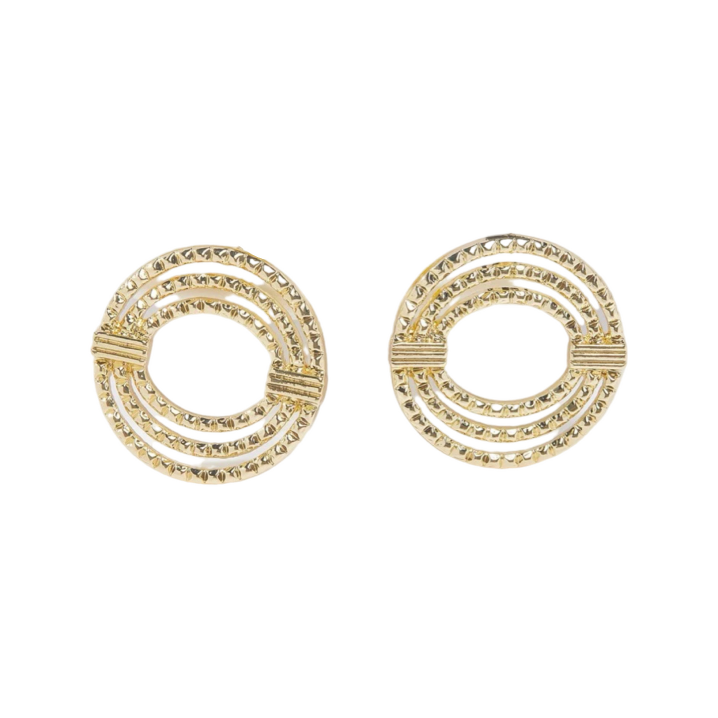 Gold Circular Post Earrings