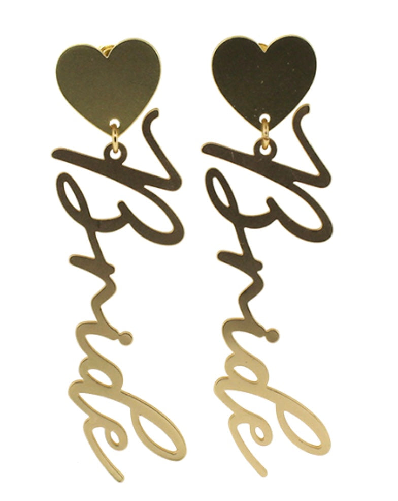 Bride Gold Heart Earrings