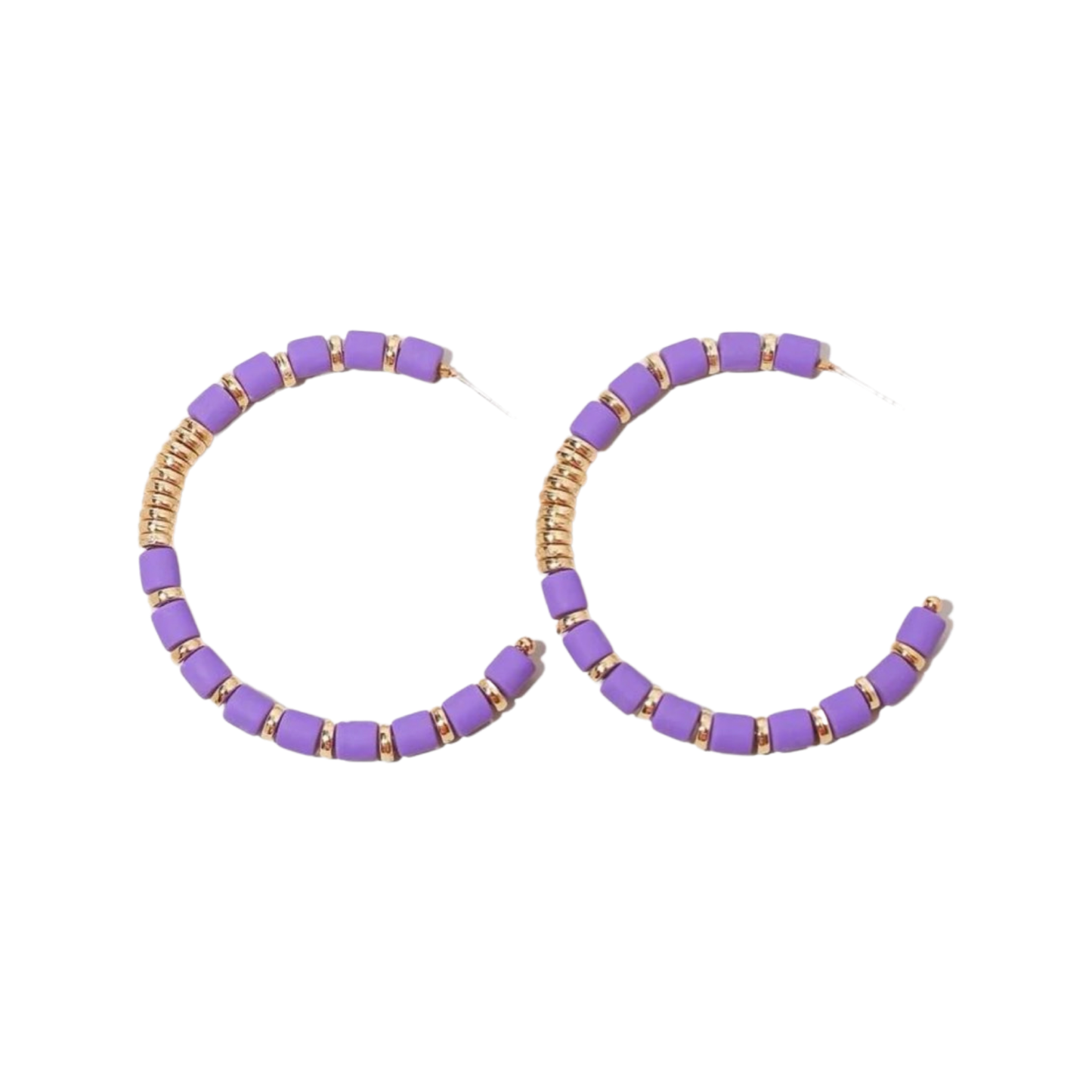 Purple + Gold Beaded Hoop Earrings