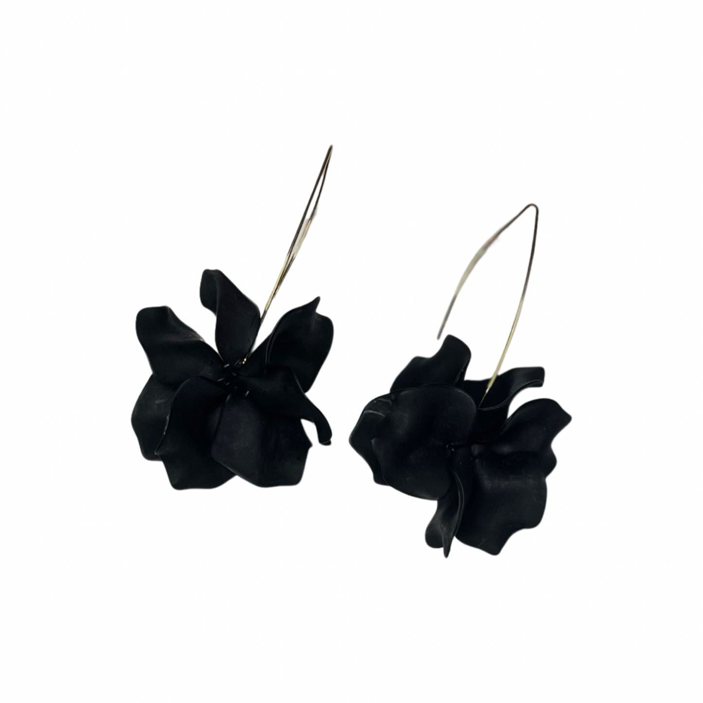 Black Floral Drop Earrings