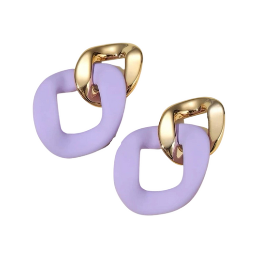 Purple + Gold Chain Link Earrings